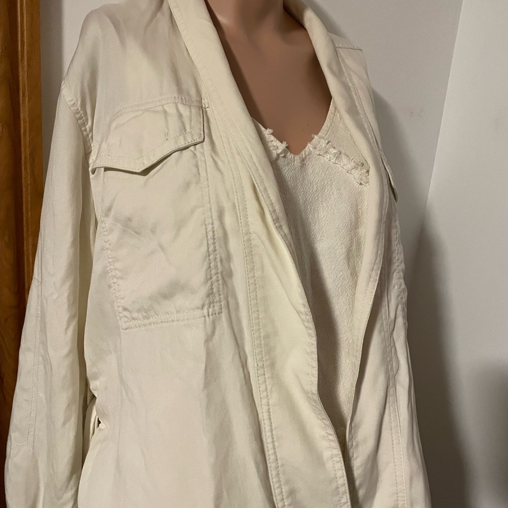 L NWT belted blazer soft jacket cardi cream - Picture 5 of 7